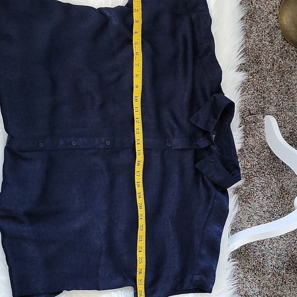 Roaman's navy blue button-down blouse NWOT - Picture 9 of 11
